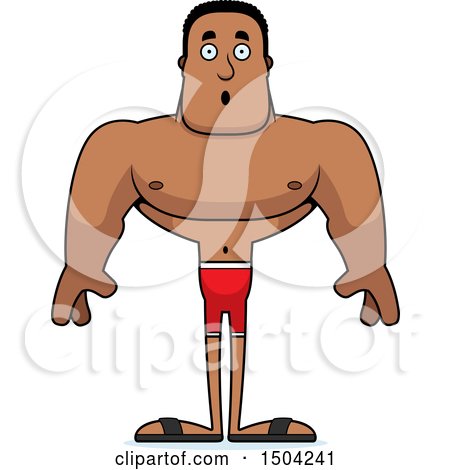 Clipart of a Surprised Buff African American Male Swimmer - Royalty Free Vector Illustration by Cory Thoman