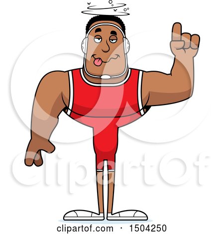 Clipart of a Drunk Buff African American Male Wrestler - Royalty Free Vector Illustration by Cory Thoman