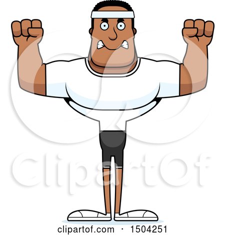 Clipart of a Mad Buff African American Fitness Man - Royalty Free Vector Illustration by Cory Thoman