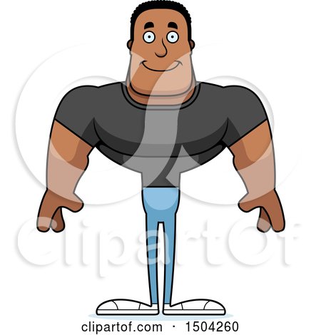 Clipart of a Happy Buff African American Casual Man - Royalty Free Vector Illustration by Cory Thoman
