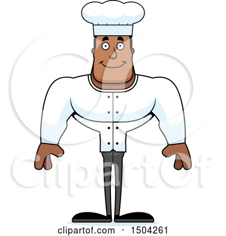 Clipart of a Happy Buff African American Male Chef - Royalty Free Vector Illustration by Cory Thoman