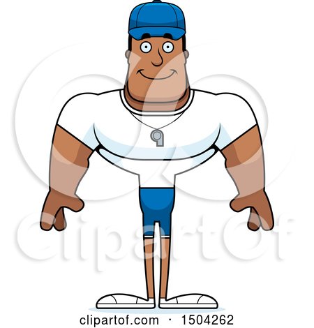 Clipart of a Happy Buff African American Male Coach - Royalty Free Vector Illustration by Cory Thoman
