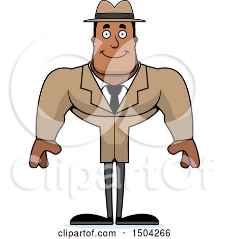 Clipart of a Happy Buff African American Male Detective - Royalty Free Vector Illustration by Cory Thoman