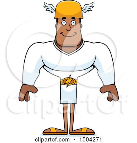 Clipart of a Happy Buff African American Male Hermes - Royalty Free Vector Illustration by Cory Thoman