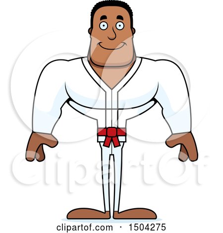 Clipart of a Happy Buff African American Karate Man - Royalty Free Vector Illustration by Cory Thoman