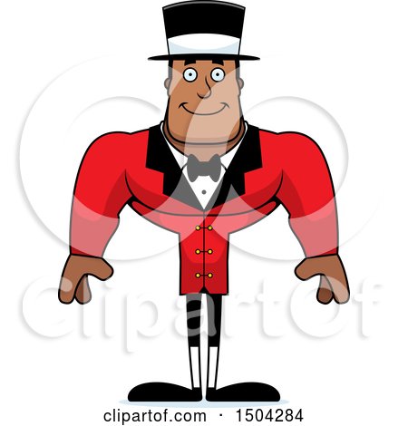 Clipart of a Happy Buff African American Male Circus Ringmaster - Royalty Free Vector Illustration by Cory Thoman