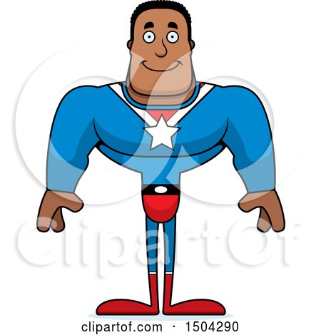 Clipart of a Happy Buff African American Male Super Hero - Royalty Free Vector Illustration by Cory Thoman