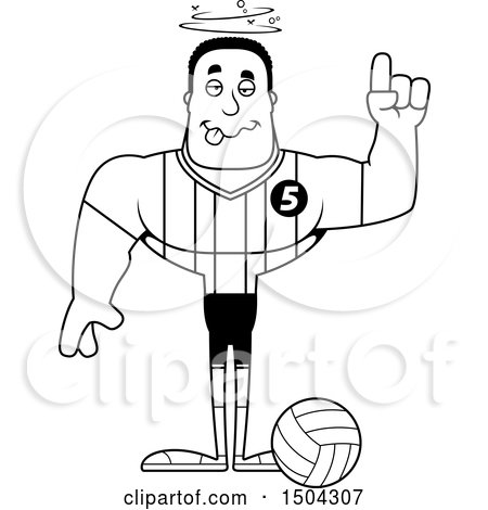 Clipart of a Black and White Drunk Buff African American Male Volleyball Player - Royalty Free Vector Illustration by Cory Thoman