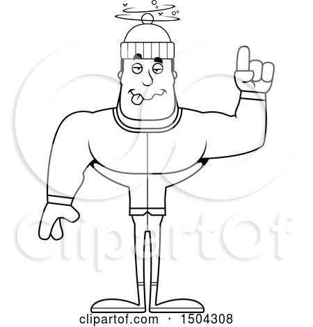 Clipart of a Black and White Drunk Buff African American Winter Man - Royalty Free Vector Illustration by Cory Thoman