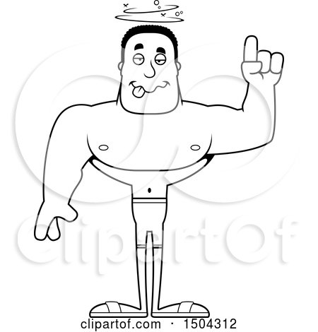 Clipart of a Black and White Drunk Buff African American Male Swimmer - Royalty Free Vector Illustration by Cory Thoman