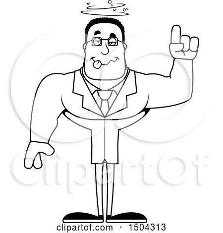 Clipart of a Black and White Drunk Buff African American Male Scientist - Royalty Free Vector Illustration by Cory Thoman