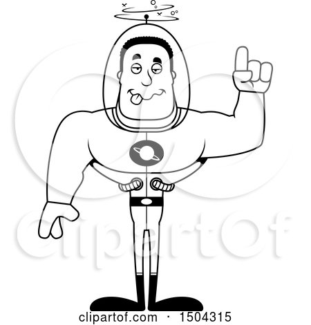 Clipart of a Black and White Drunk Buff African American Space Man or Astronaut - Royalty Free Vector Illustration by Cory Thoman