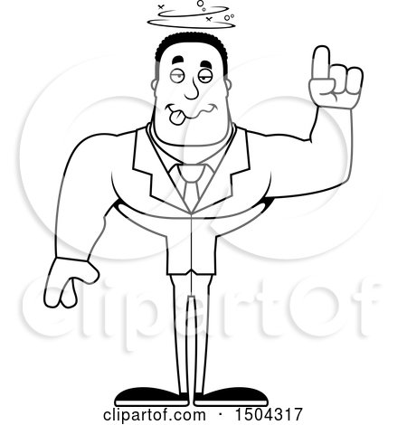 Clipart of a Black and White Drunk Buff African American Business Man - Royalty Free Vector Illustration by Cory Thoman