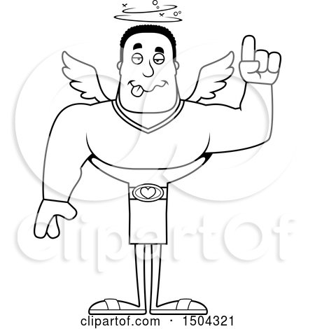 Clipart of a Black and White Drunk Buff African American Male Cupid - Royalty Free Vector Illustration by Cory Thoman