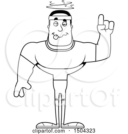 Clipart of a Black and White Drunk Buff African American Fitness Man - Royalty Free Vector Illustration by Cory Thoman