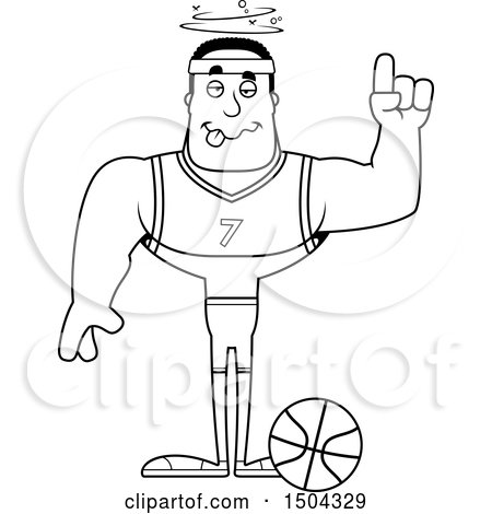 Clipart of a Black and White Drunk Buff African American Male Basketball Player - Royalty Free Vector Illustration by Cory Thoman