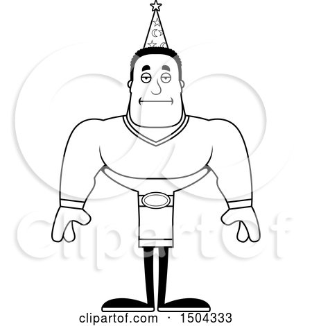 Clipart of a Black and White Bored Buff African American Male Wizard - Royalty Free Vector Illustration by Cory Thoman
