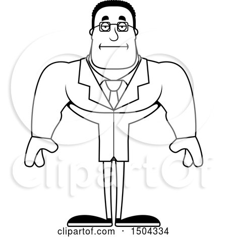 Clipart of a Black and White Bored Buff African American Male Scientist - Royalty Free Vector Illustration by Cory Thoman