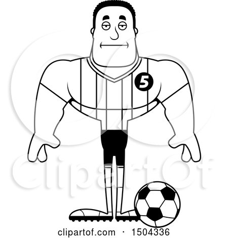 Clipart of a Black and White Bored Buff African American Male Soccer Player - Royalty Free Vector Illustration by Cory Thoman