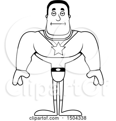 Clipart of a Black and White Bored Buff African American Male Super Hero - Royalty Free Vector Illustration by Cory Thoman