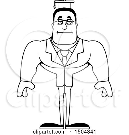 Clipart of a Black and White Bored Buff African American Male Teacher - Royalty Free Vector Illustration by Cory Thoman