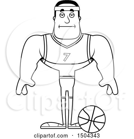 Clipart of a Black and White Bored Buff African American Male Basketball Player - Royalty Free Vector Illustration by Cory Thoman
