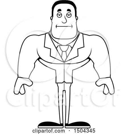 Clipart of a Black and White Bored Buff African American Business Man - Royalty Free Vector Illustration by Cory Thoman