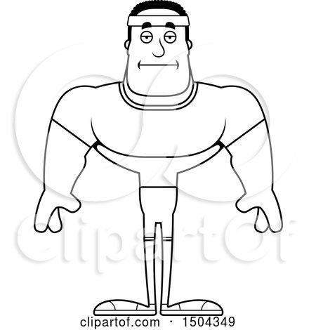 Clipart of a Black and White Bored Buff African American Fitness Man - Royalty Free Vector Illustration by Cory Thoman