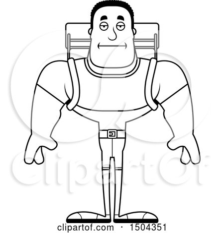 Clipart of a Black and White Bored Buff African American Male Hiker - Royalty Free Vector Illustration by Cory Thoman