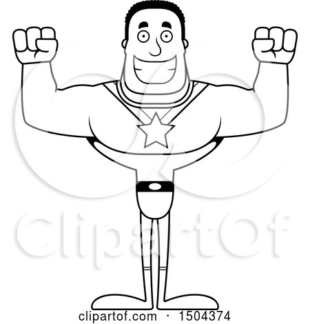 Clipart of a Black and White Cheering Buff African American Male Super Hero - Royalty Free Vector Illustration by Cory Thoman