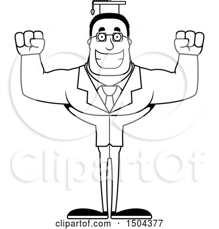 Clipart of a Black and White Cheering Buff African American Male Teacher - Royalty Free Vector Illustration by Cory Thoman