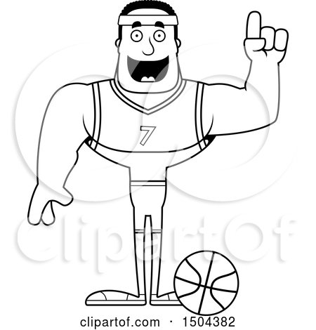 Clipart of a Black and White Buff African American Male Basketball Player with an Idea - Royalty Free Vector Illustration by Cory Thoman