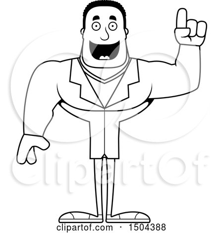 Clipart of a Black and White Buff African American Male Doctor with an Idea - Royalty Free Vector Illustration by Cory Thoman