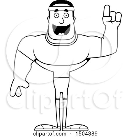 Clipart of a Black and White Buff African American Fitness Man with an Idea - Royalty Free Vector Illustration by Cory Thoman