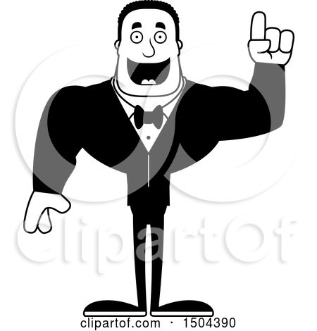 Clipart of a Black and White Buff African American Male Groom with an Idea - Royalty Free Vector Illustration by Cory Thoman