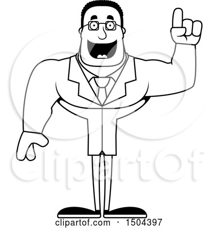 Clipart of a Black and White Buff African American Male Scientist with an Idea - Royalty Free Vector Illustration by Cory Thoman