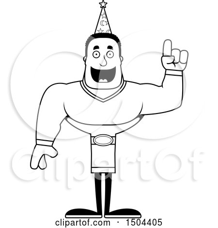 Clipart of a Black and White Buff African American Male Wizard with an Idea - Royalty Free Vector Illustration by Cory Thoman