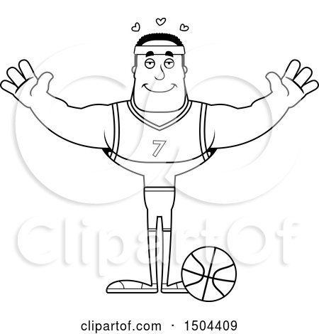 Clipart of a Black and White Buff African American Male Basketball Player with Open Arms - Royalty Free Vector Illustration by Cory Thoman