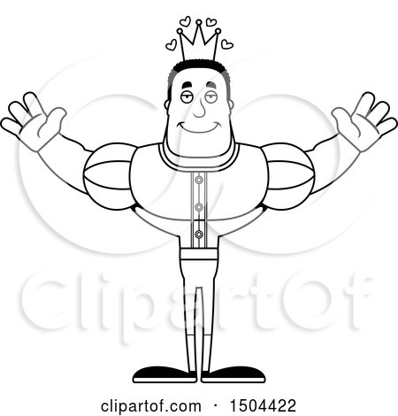 Clipart of a Black and White Buff African American Male Prince with Open Arms - Royalty Free Vector Illustration by Cory Thoman