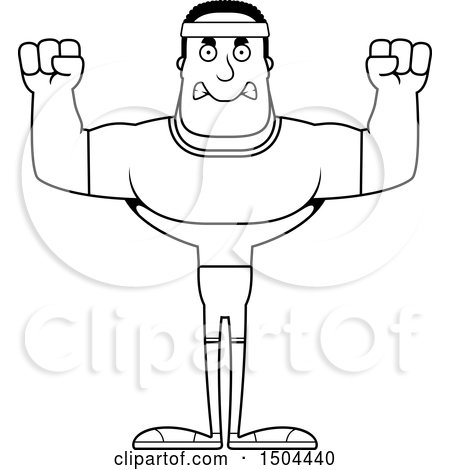 Clipart of a Black and White Mad Buff African American Fitness Man - Royalty Free Vector Illustration by Cory Thoman