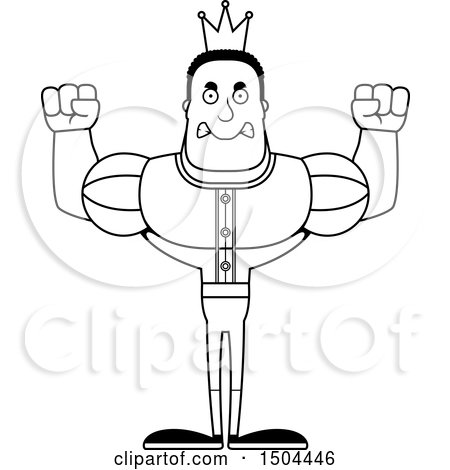 Clipart of a Black and White Mad Buff African American Male Prince - Royalty Free Vector Illustration by Cory Thoman