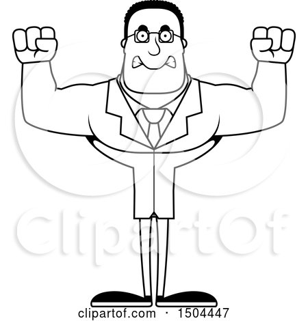 Clipart of a Black and White Mad Buff African American Male Scientist - Royalty Free Vector Illustration by Cory Thoman