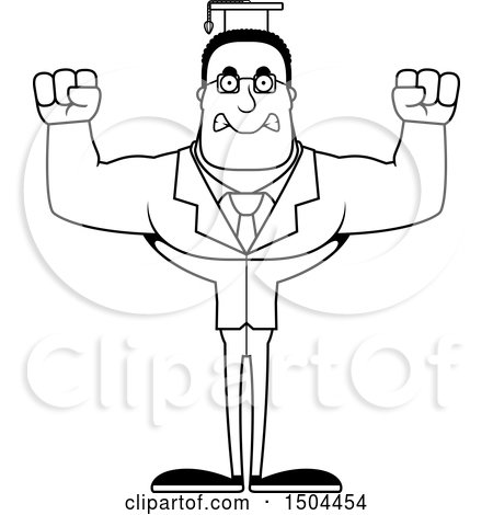 Clipart of a Black and White Mad Buff African American Male Teacher - Royalty Free Vector Illustration by Cory Thoman