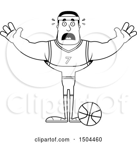 Clipart of a Black and White Scared Buff African American Male Basketball Player - Royalty Free Vector Illustration by Cory Thoman