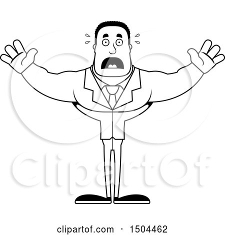 Clipart of a Black and White Scared Buff African American Business Man - Royalty Free Vector Illustration by Cory Thoman