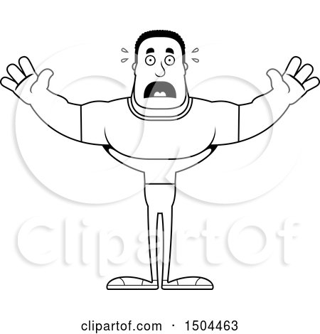 Clipart of a Black and White Scared Buff African American Casual Man - Royalty Free Vector Illustration by Cory Thoman
