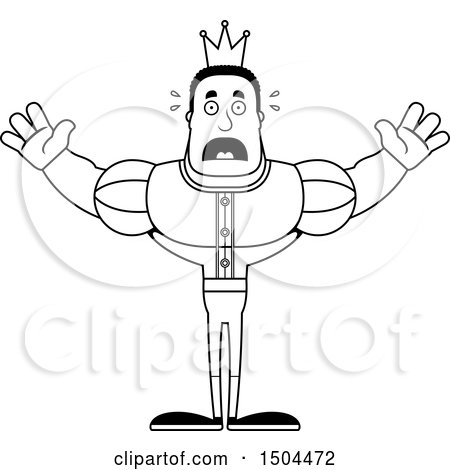 Clipart of a Black and White Scared Buff African American Male Prince - Royalty Free Vector Illustration by Cory Thoman