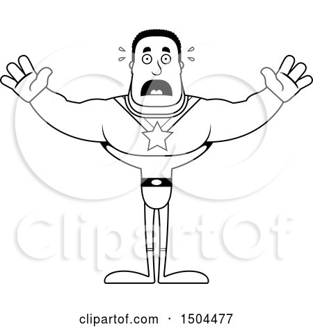 Clipart of a Black and White Scared Buff African American Male Super Hero - Royalty Free Vector Illustration by Cory Thoman