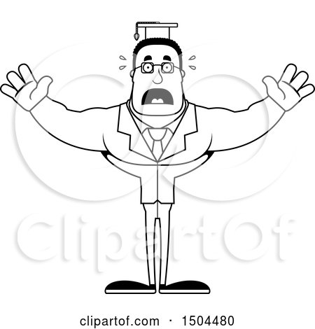 Clipart of a Black and White Scared Buff African American Male Teacher - Royalty Free Vector Illustration by Cory Thoman