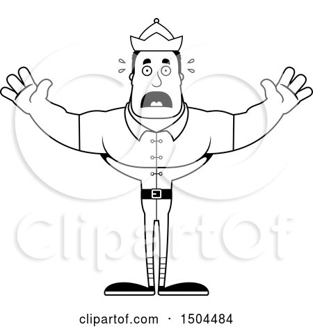 Clipart of a Black and White Scared Buff African American Male Christmas Elf - Royalty Free Vector Illustration by Cory Thoman